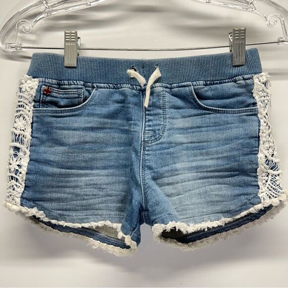 Hudson Kids Lala Pull On Denim Lace Shorts in French Indigo Terry L - Picture 1 of 7